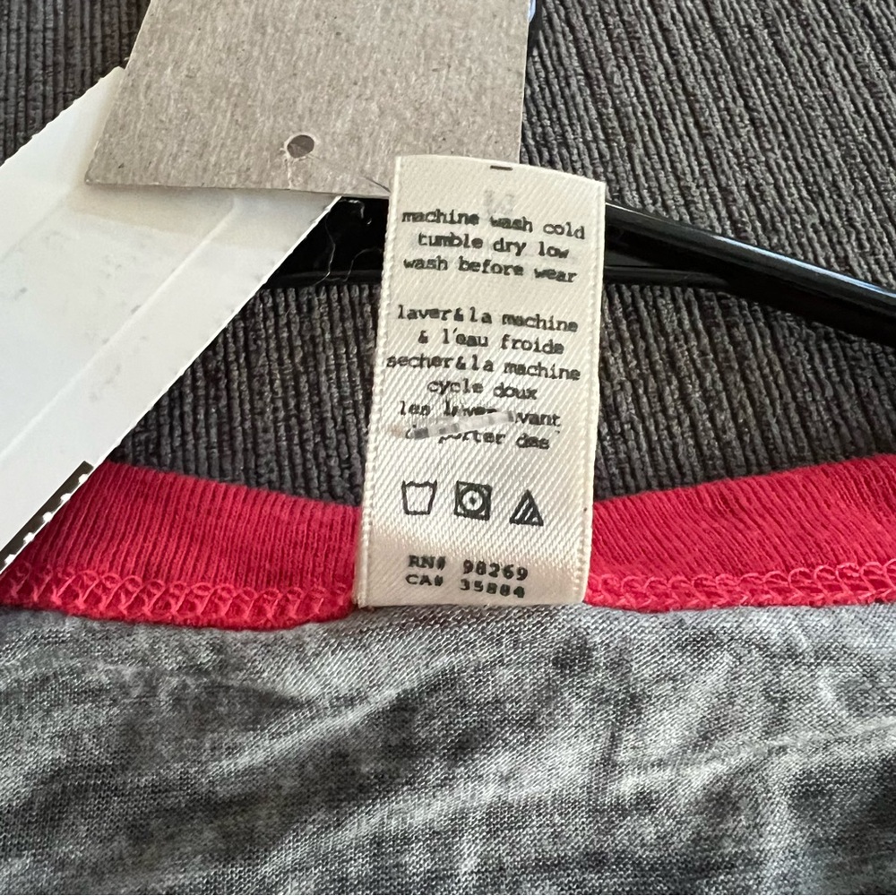 NWT ALTERNATIVE APPAREL 3/4 Sleeve grey & Red USA Heather Burnout Tee Size M - Picture 7 of 12